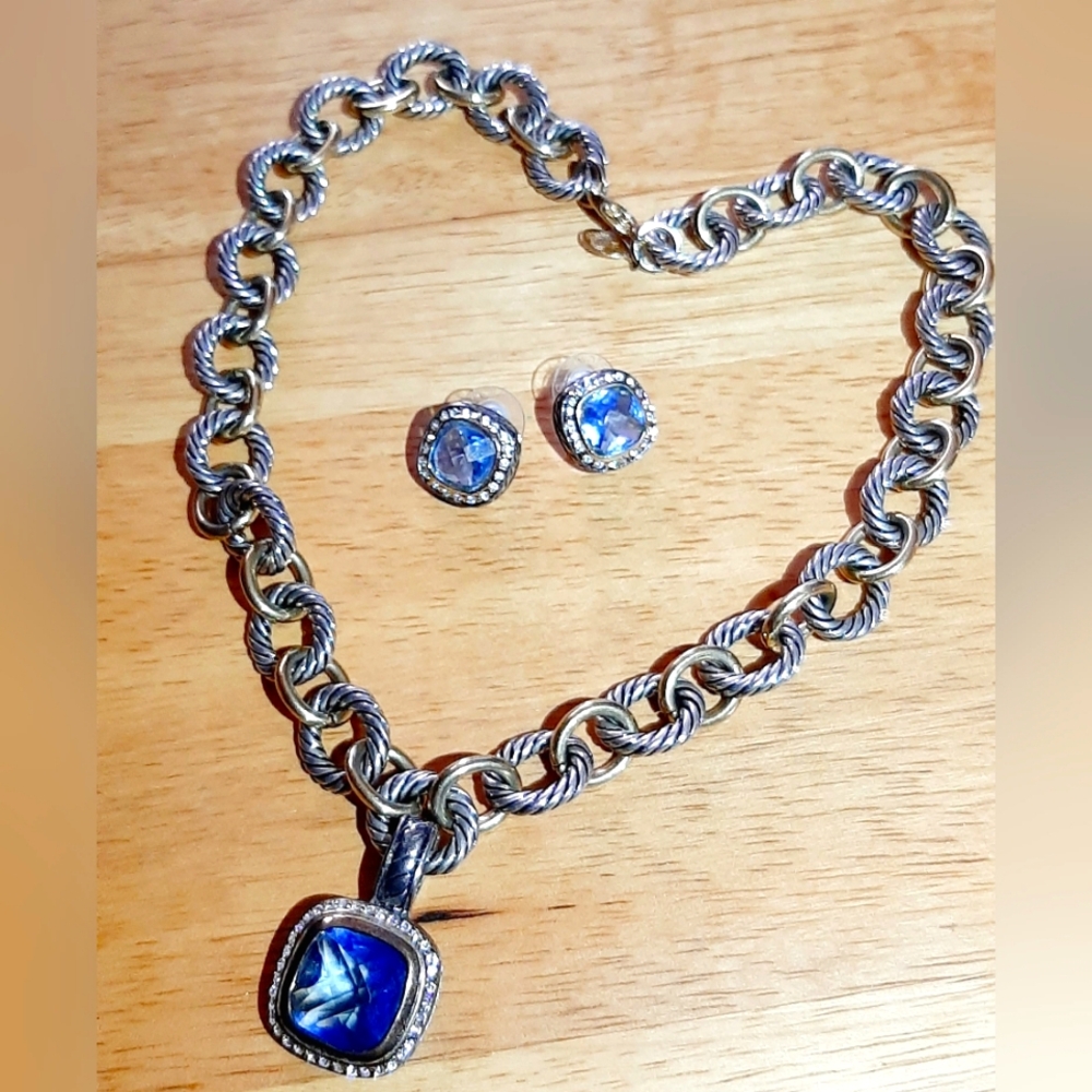 Elegant Silver and Blue Premier Designs Jewelry Set